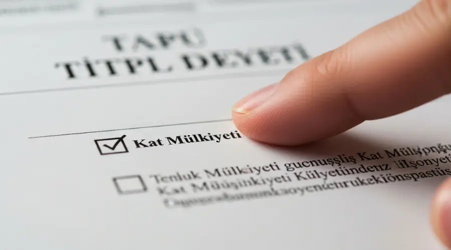 تصویر نزدیک از سند تاپو ترکیه که روی گزینه کات ملکیتی (سند قطعی) اشاره می‌کند