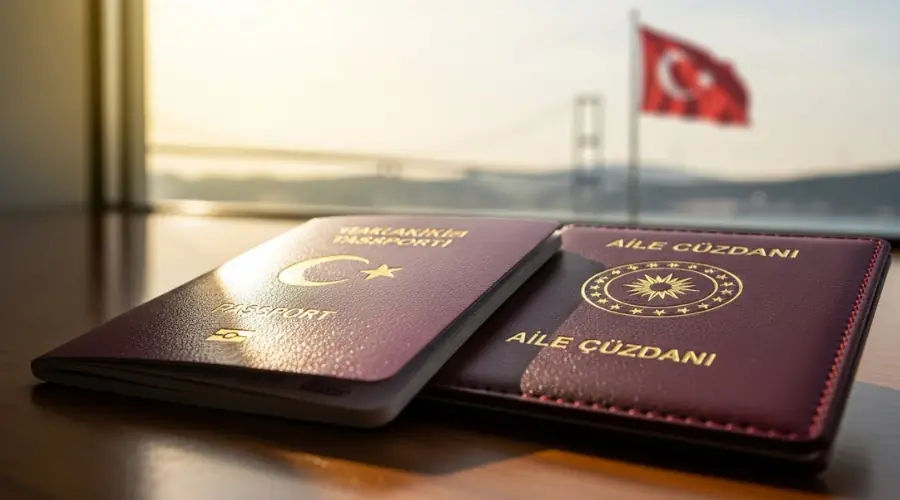 پاسپورت ترکیه و دفترچه ازدواج روی میز