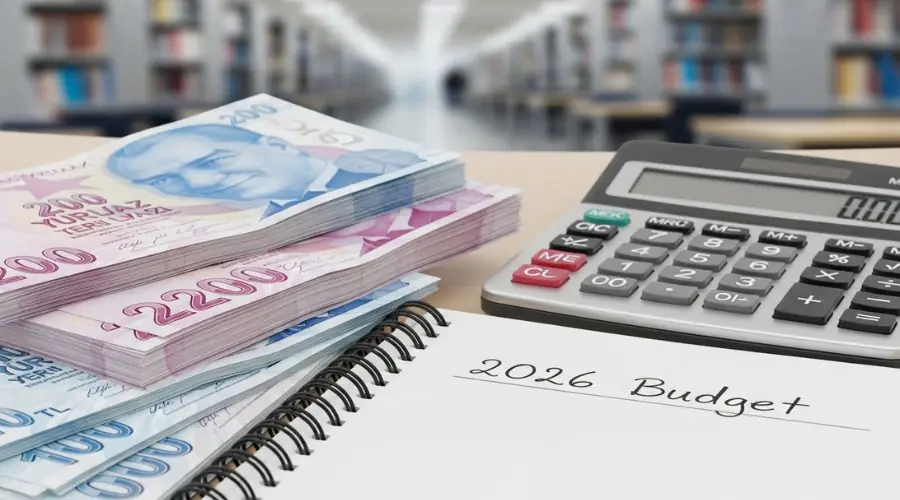 اسکناس‌های لیر ترکیه و ماشین حساب، نماد هزینه‌های اقامت دانشجویی در سال 2026.