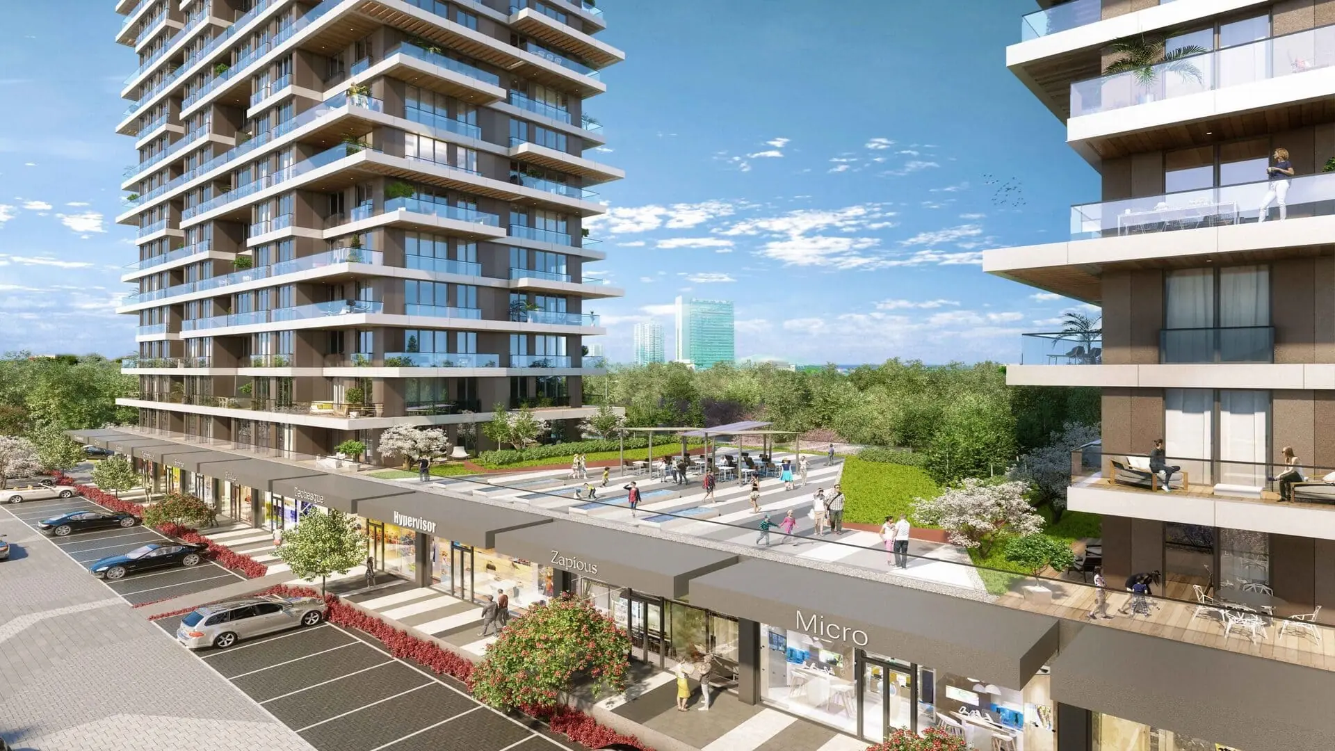 External view of a modern luxury residence facade in Kağıthane, Istanbul